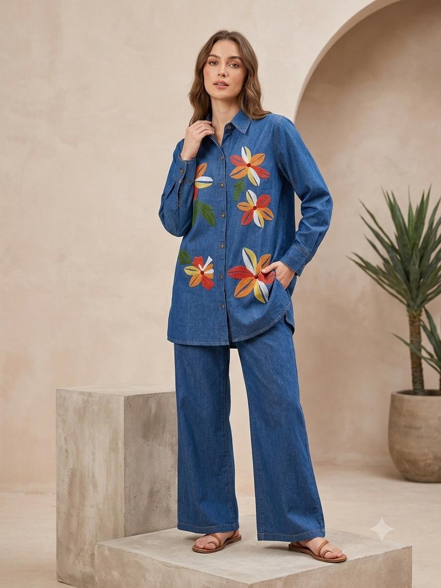 Flora Indigo Denim Co-ord Set