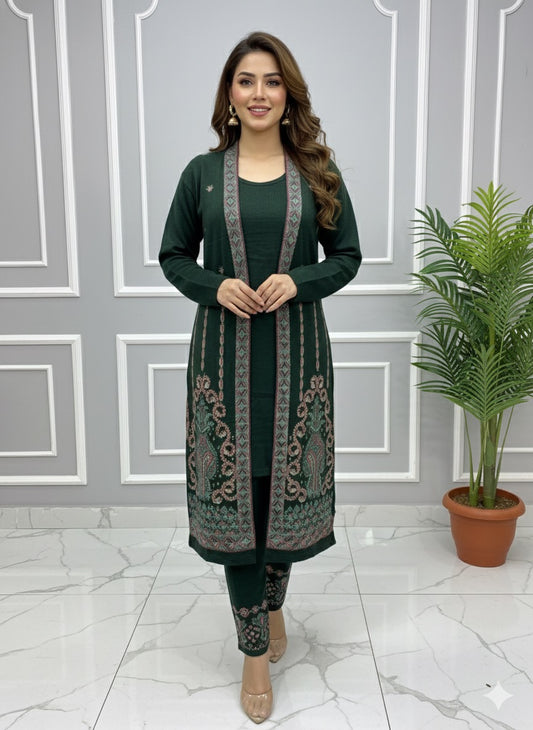 Knitted Embroidery Shrug Coord