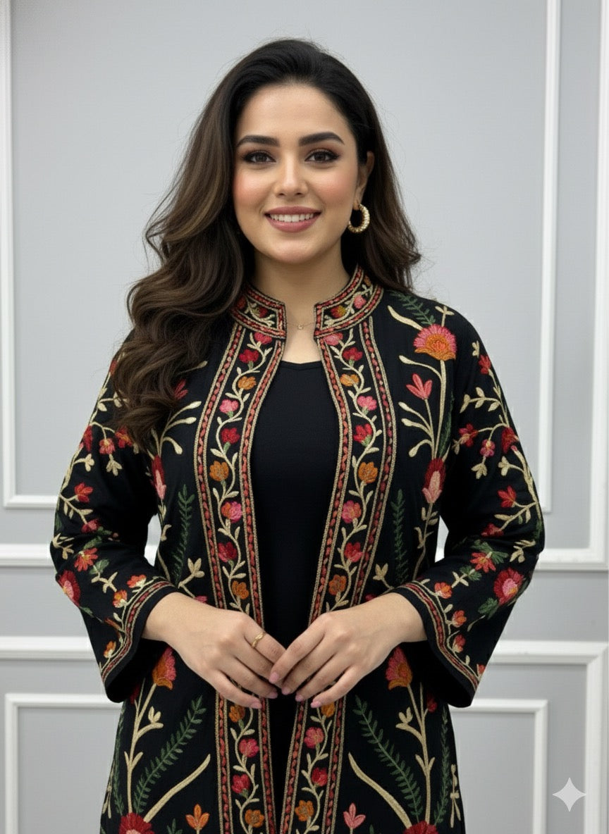 Siyah Kashmiri Embroidered Knit Coord