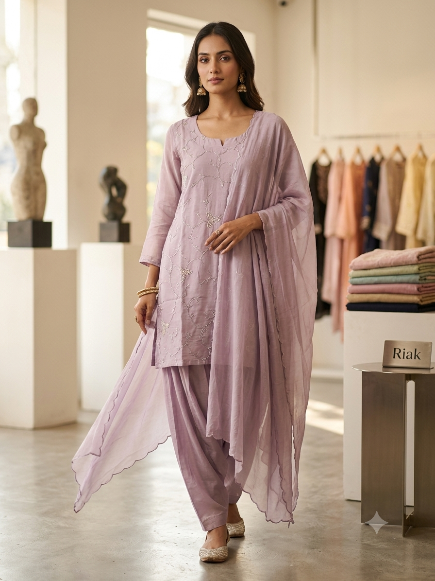 Pearl-Work Farsi Crape Set