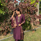 Wine Imperial Embroidered Suit Set