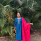 Blue Regal Contrast Kurta Set