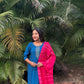 Blue Regal Contrast Kurta Set