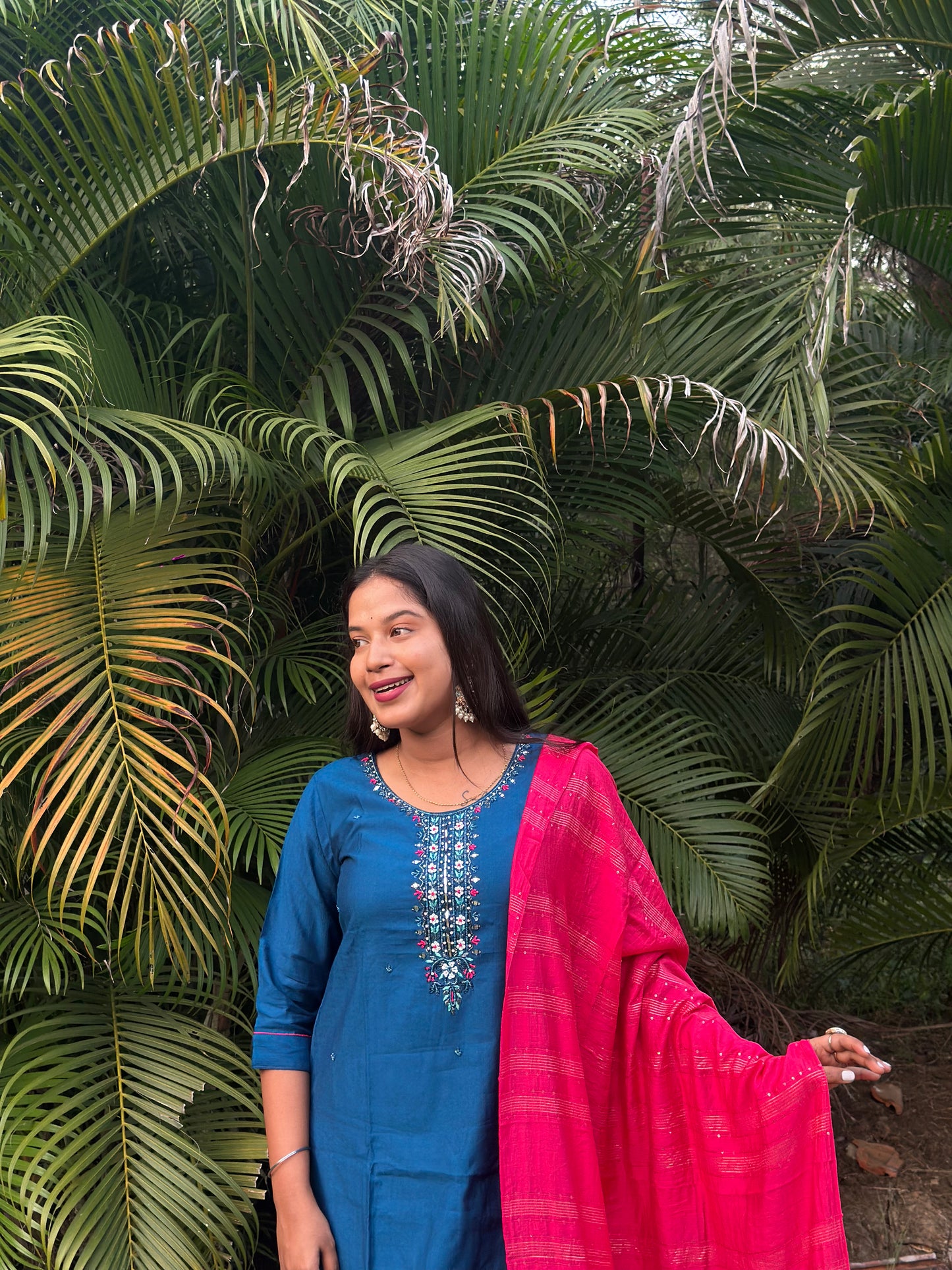 Blue Regal Contrast Kurta Set