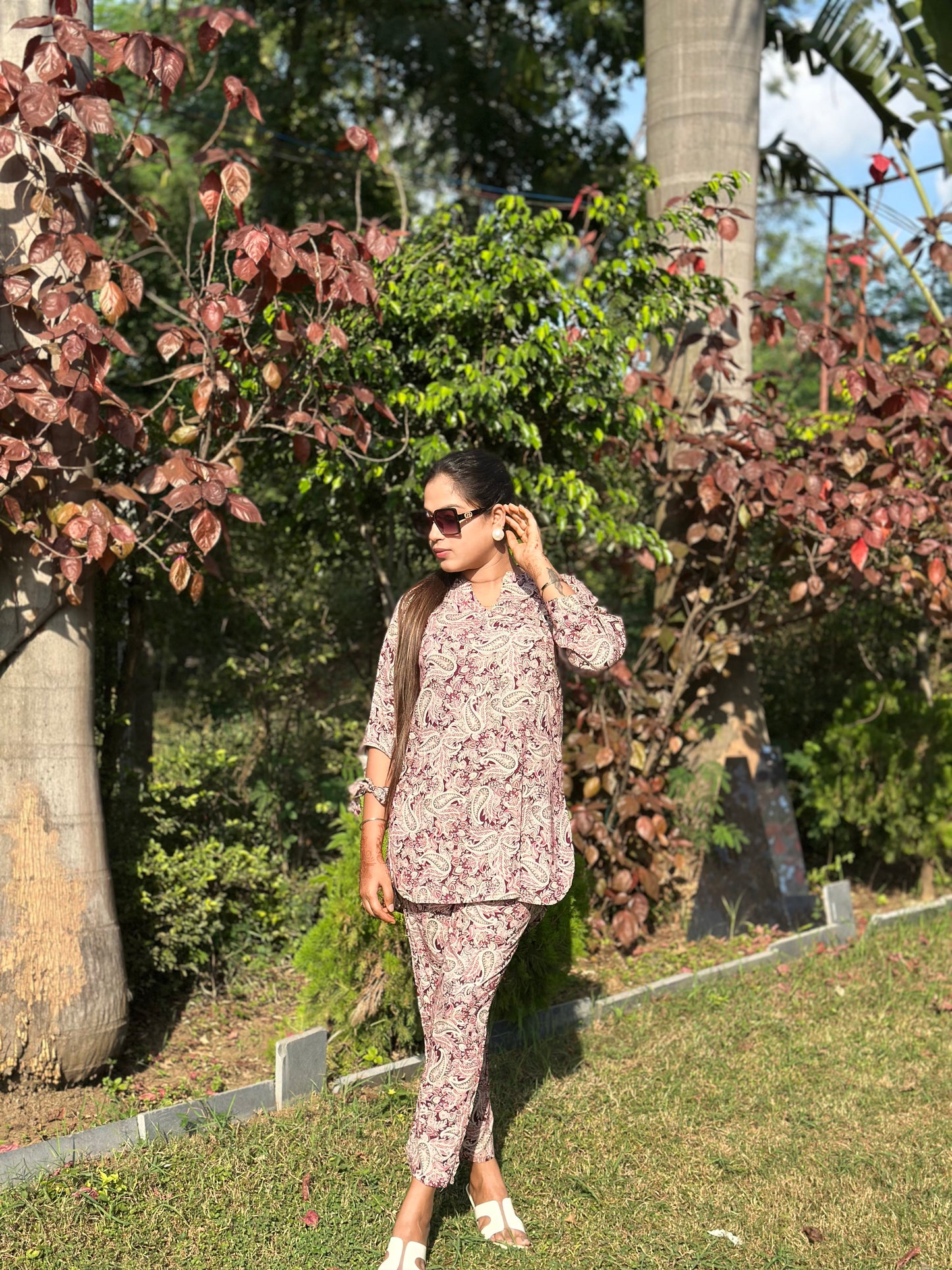 Maroon Vintage Vibes Co-Ord