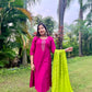 Deep Pink Regal Contrast Kurta Set