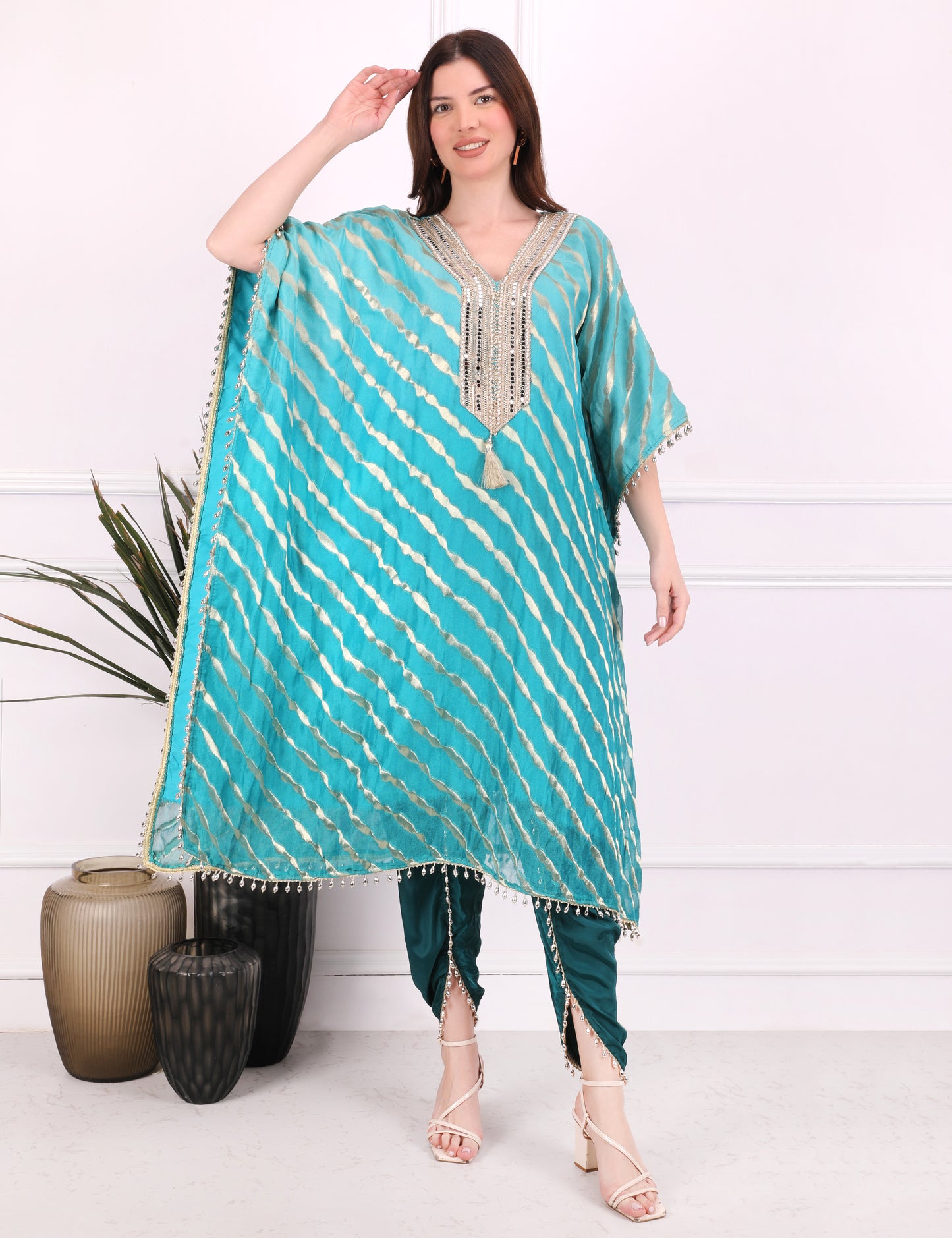 Sky Blue Ombre Elegance Kaftan Set