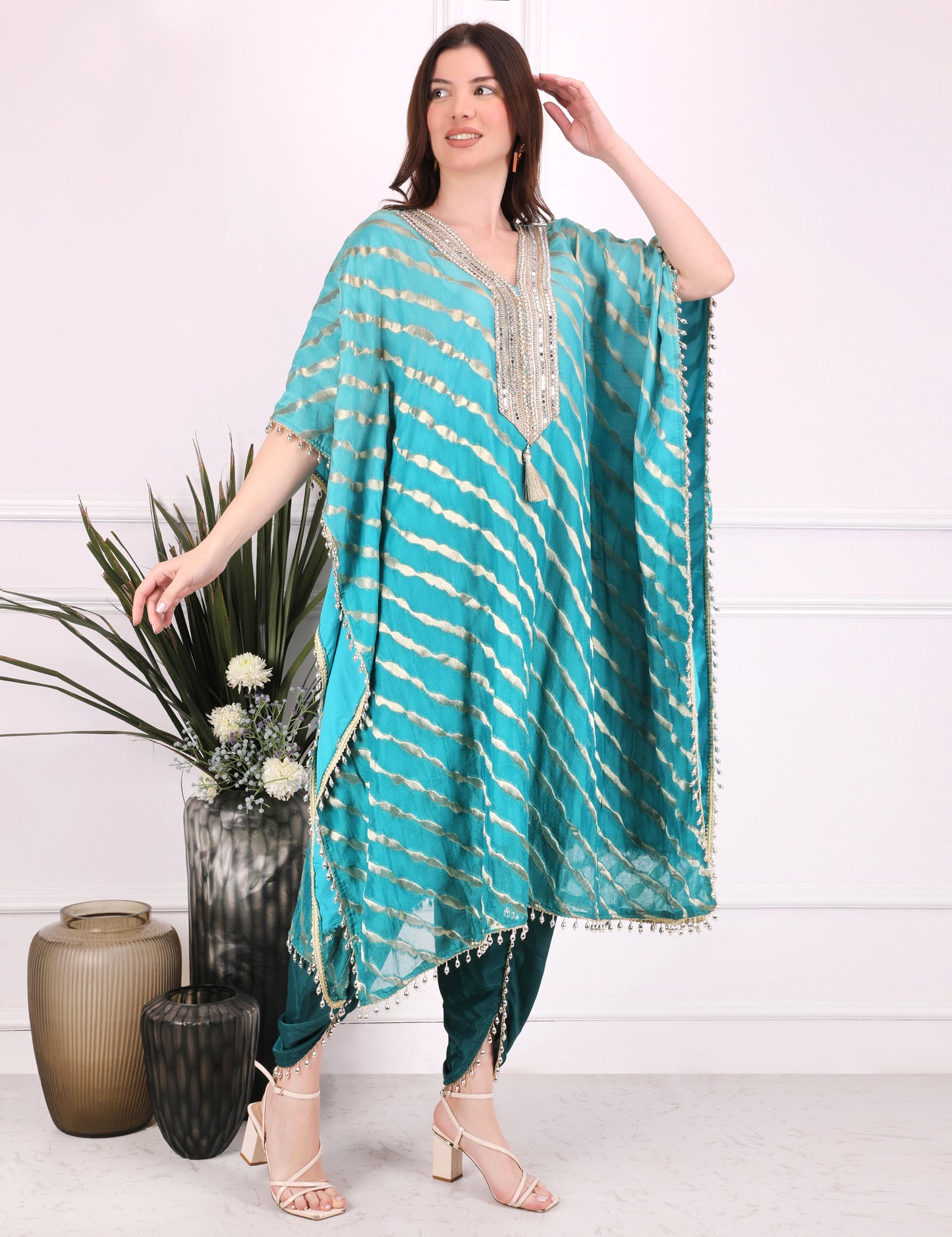 Sky Blue Ombre Elegance Kaftan Set