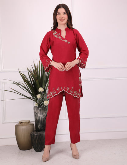 Rose Red Ava Noor Co-Ord Set