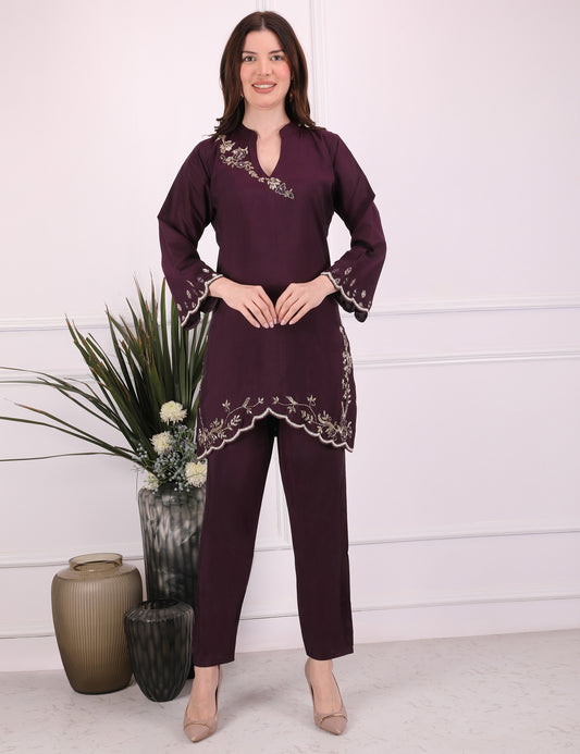 Wine Ava Noor Co-Ord Set