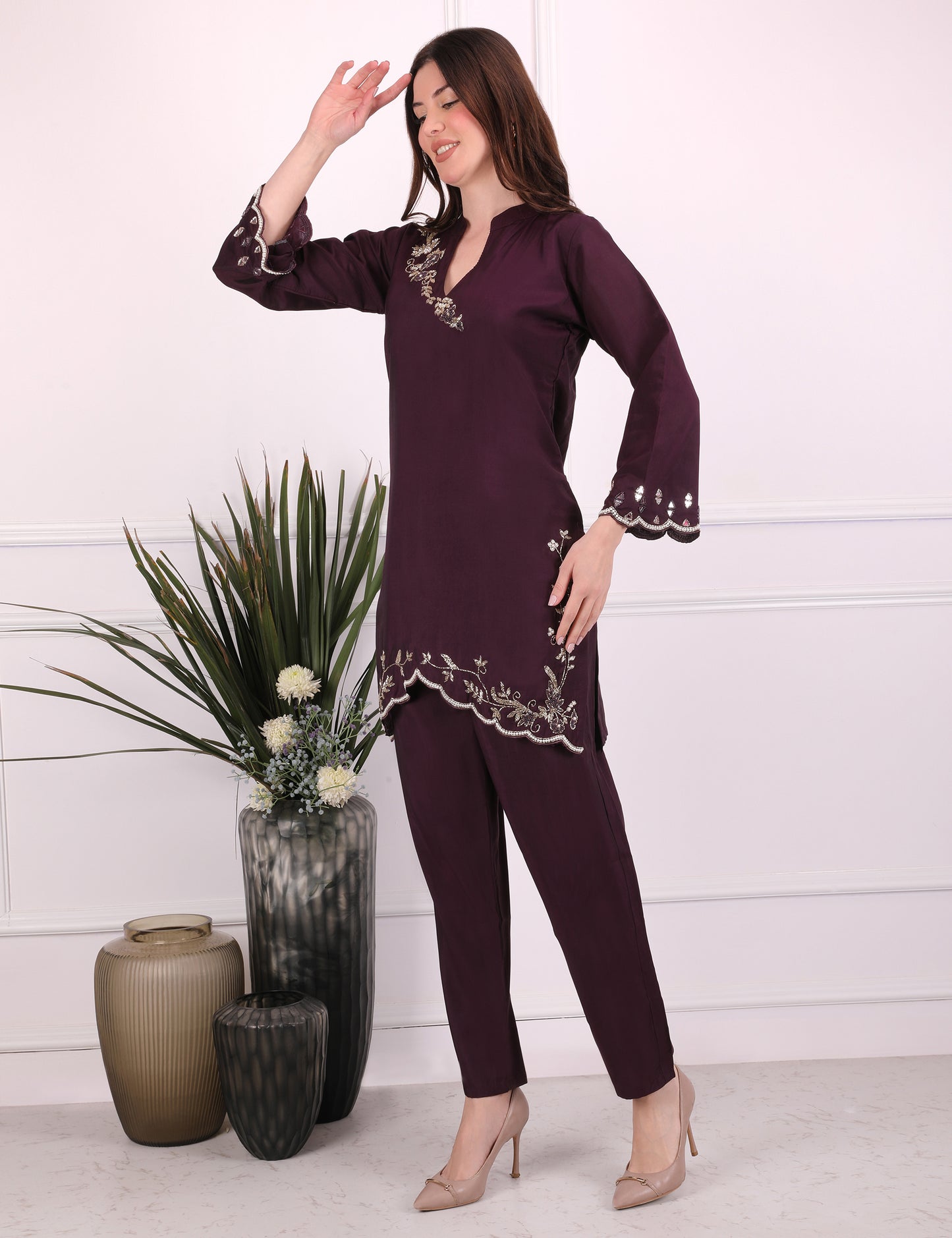 Wine Ava Noor Co-Ord Set