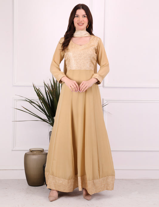 Golden Grace Georgette Anarkali