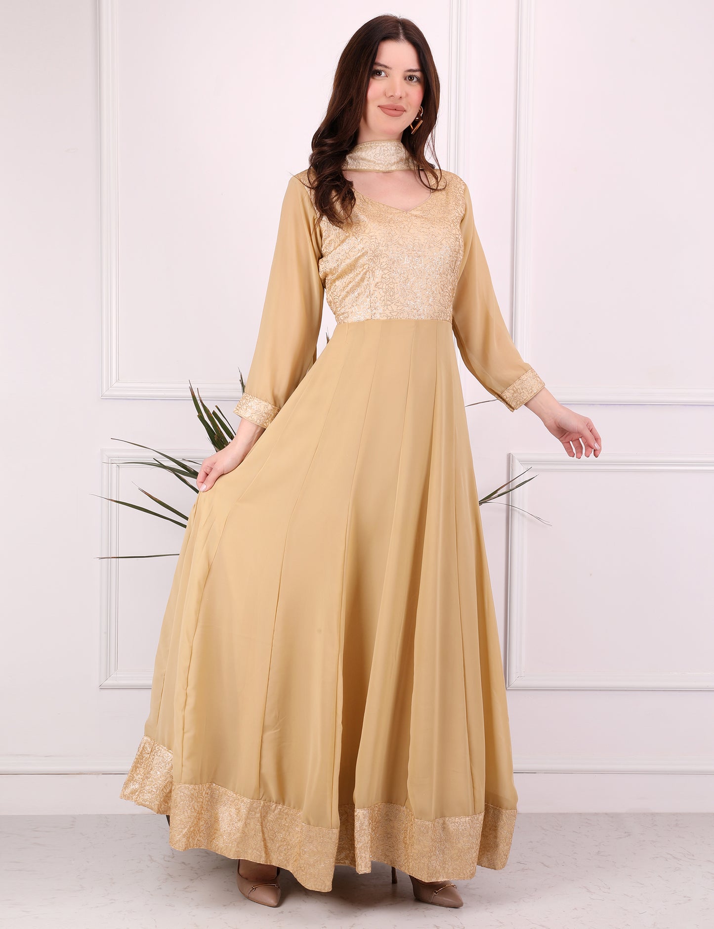 Golden Grace Georgette Anarkali