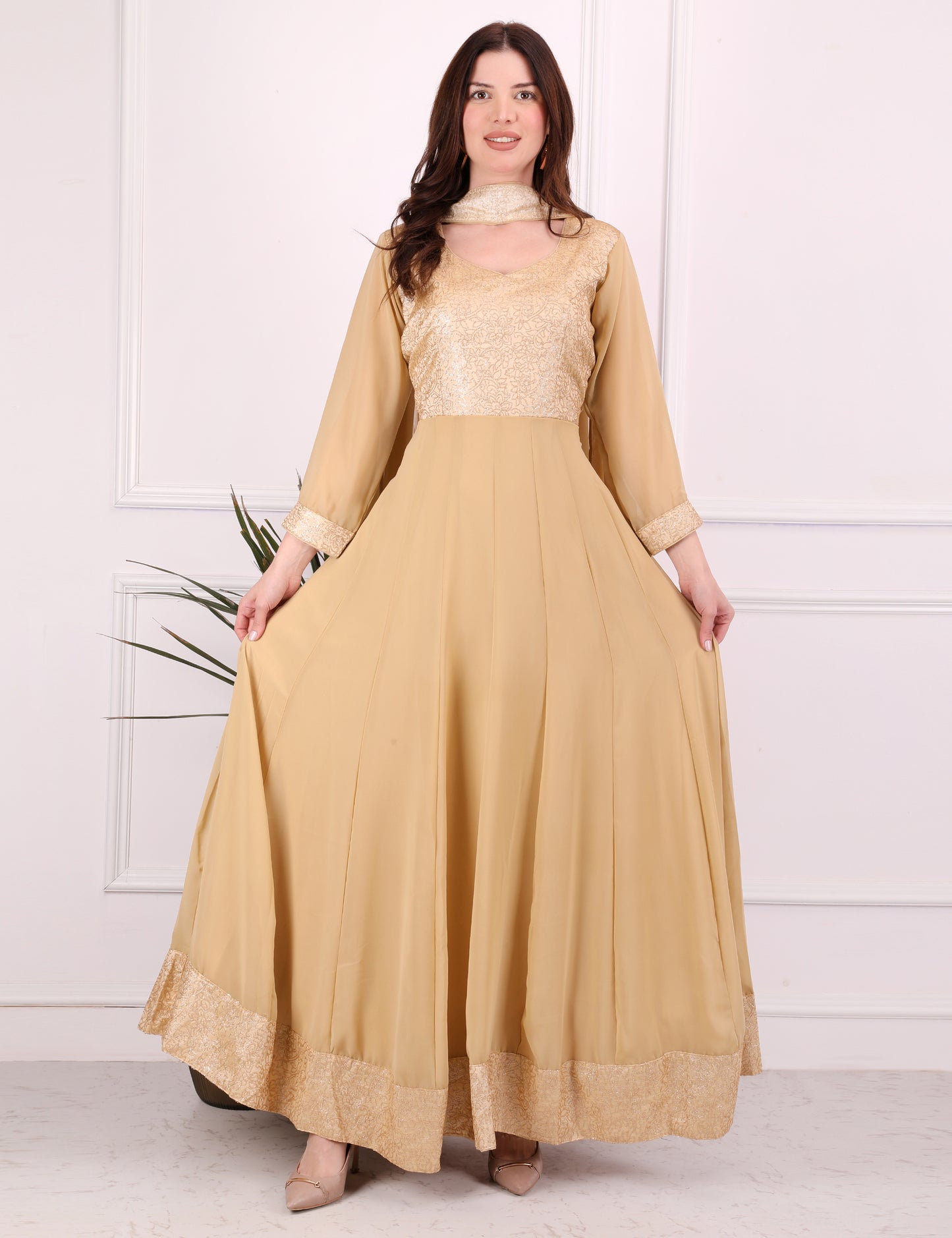 Golden Grace Georgette Anarkali