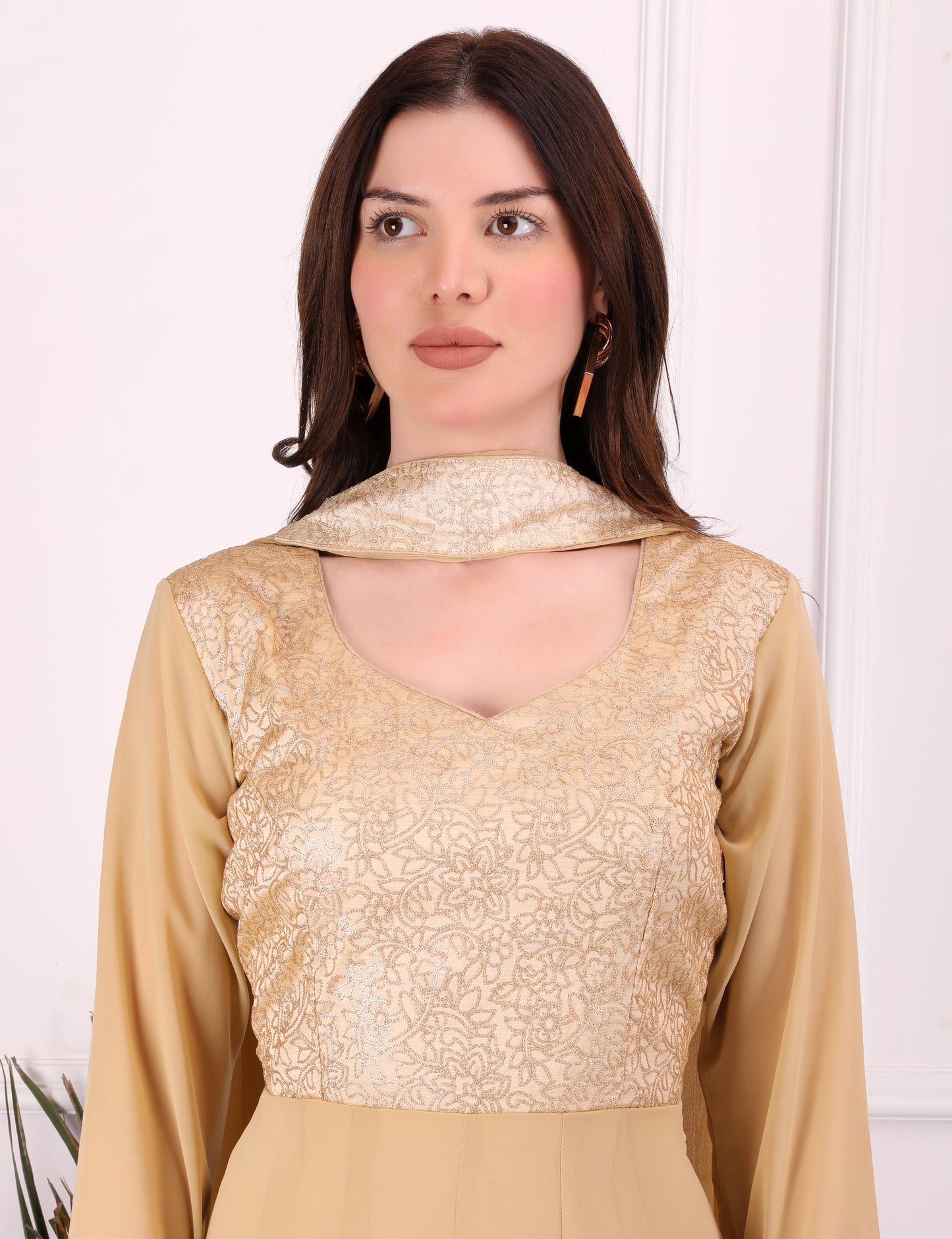 Golden Grace Georgette Anarkali