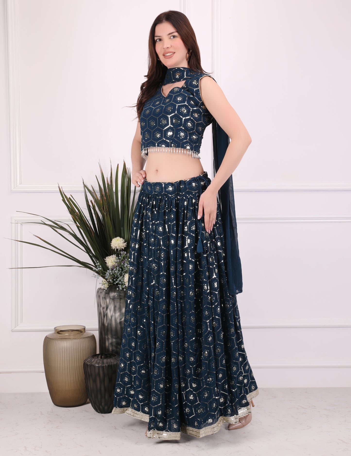 Blue Mystic Sequence Lehenga