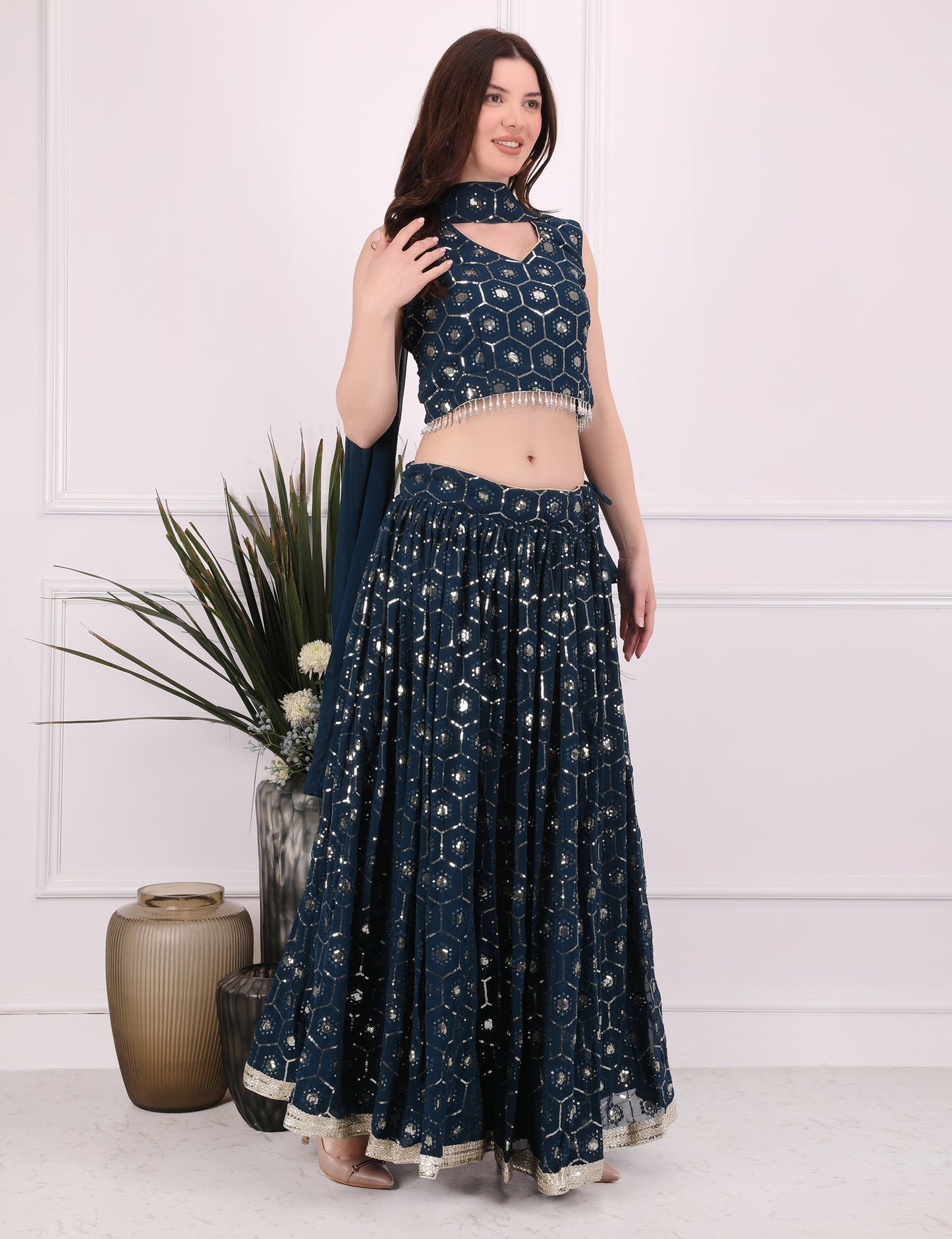 Blue Mystic Sequence Lehenga