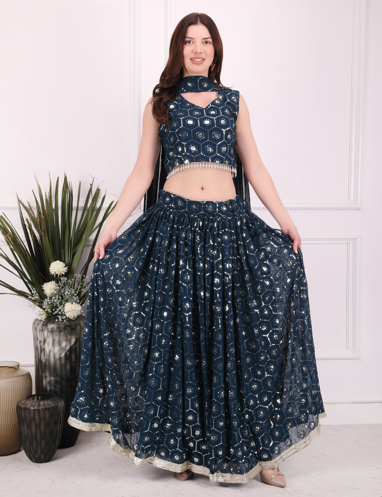 Blue Mystic Sequence Lehenga