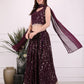 Wine Mystic Sequence Lehenga