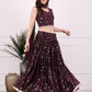 Wine Mystic Sequence Lehenga