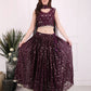 Wine Mystic Sequence Lehenga