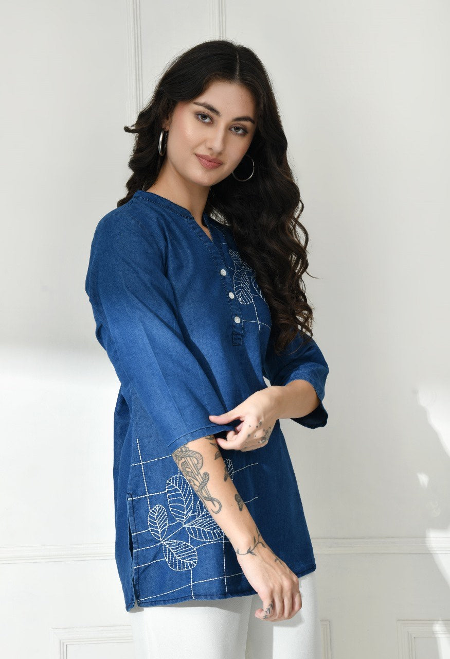 Urban Blossom Denim Tunic