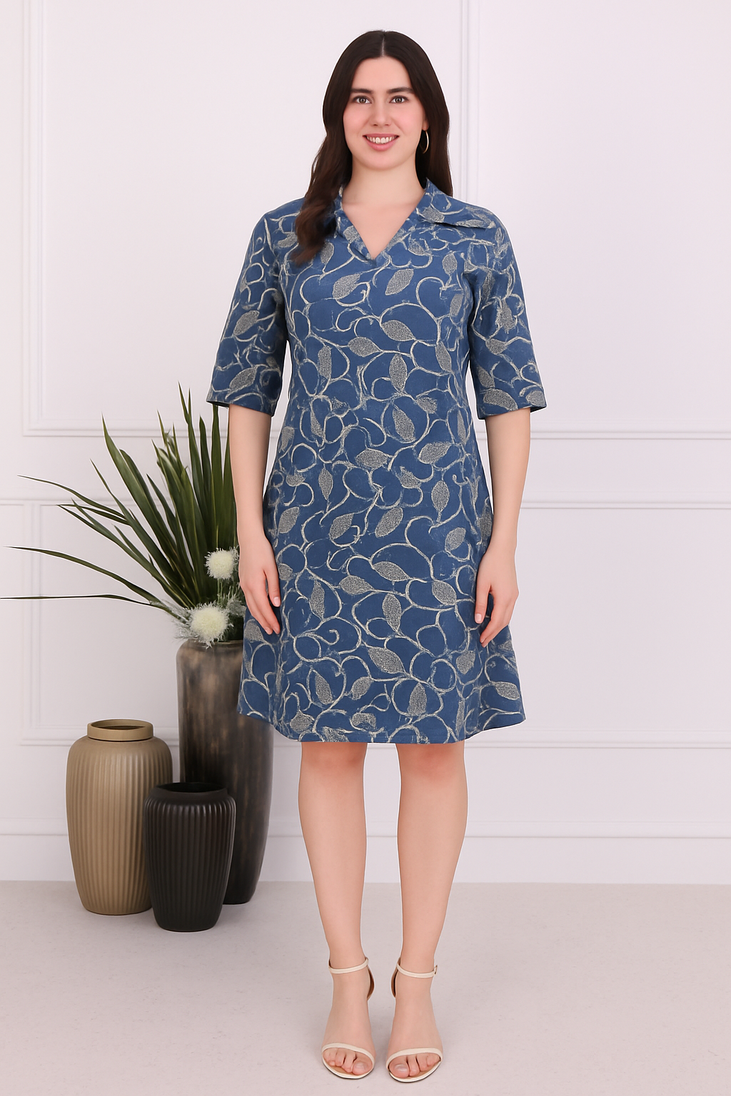 Denim Embroidery Mini Dress